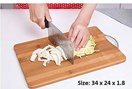 Houme Thick Wooden Bamboo Chopping Cutting Board with Handle | Medium: 32x22x1.8cm