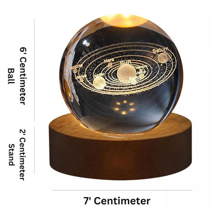 3D Galaxy Crystal Ball Night Lamp with USB Table LED - (Solar System) (Free Gift)