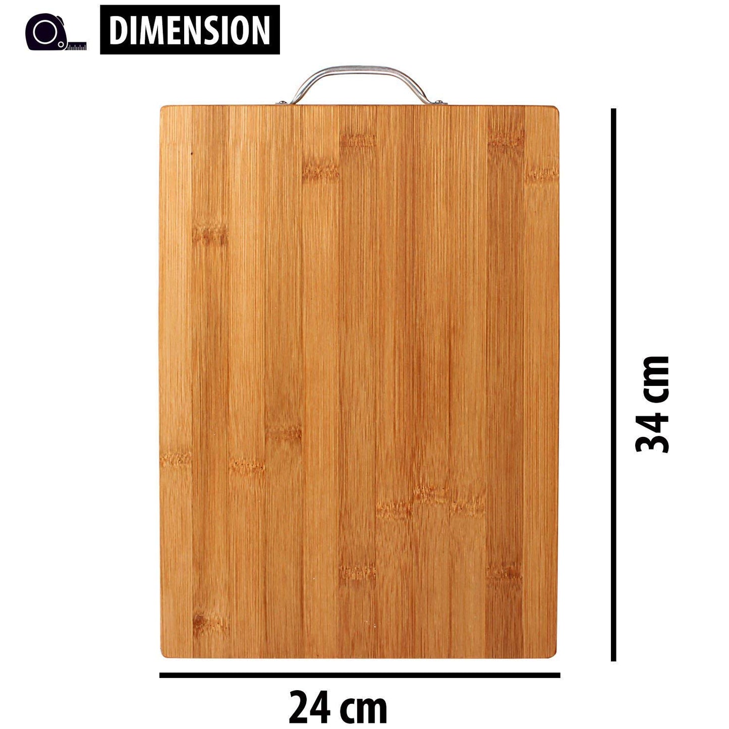 Houme Thick Wooden Bamboo Chopping Cutting Board with Handle | Medium: 32x22x1.8cm