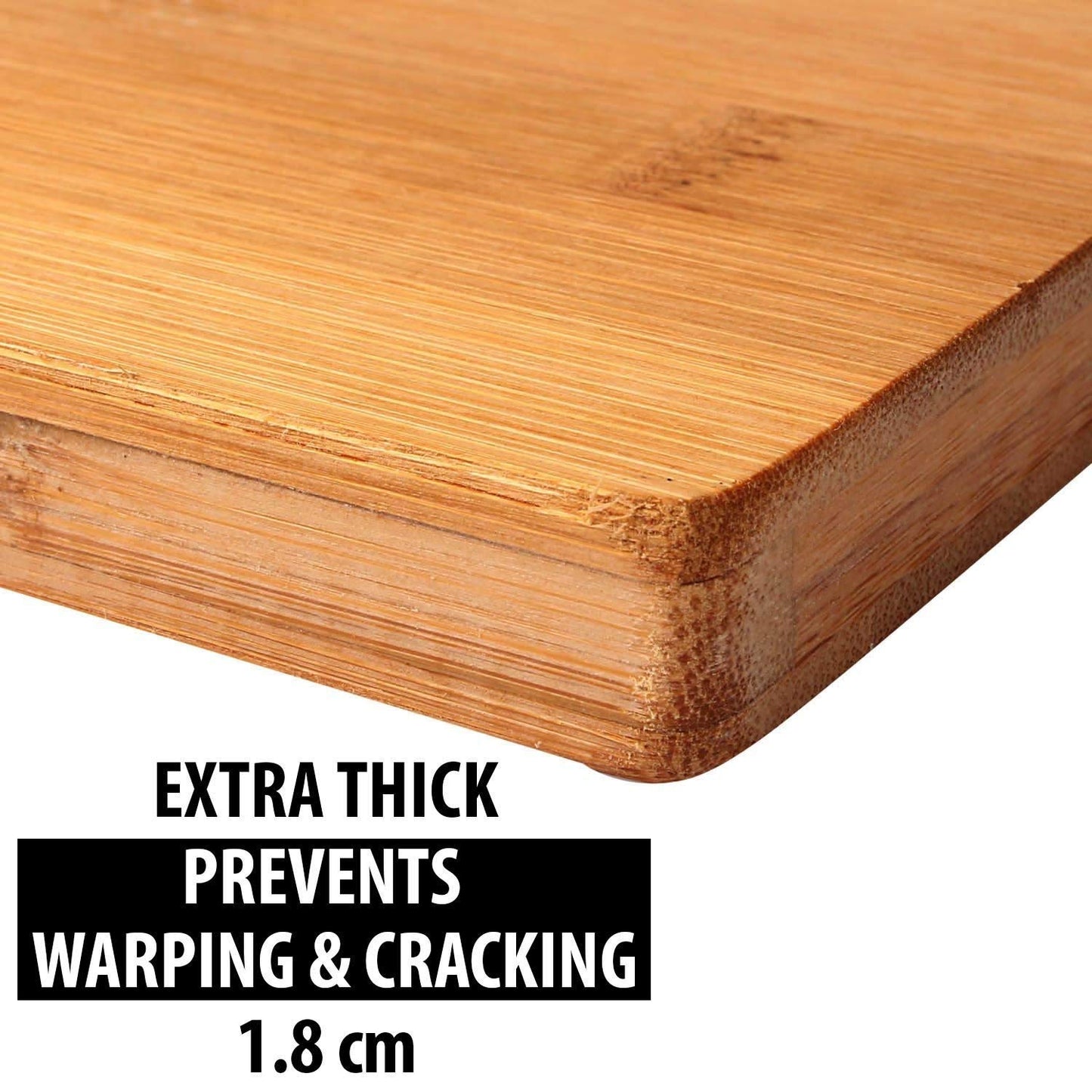 Houme Thick Wooden Bamboo Chopping Cutting Board with Handle | Medium: 32x22x1.8cm