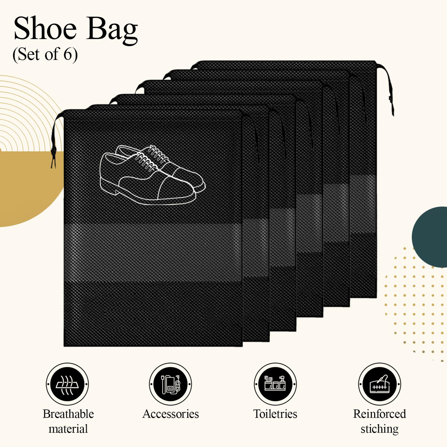 Shoe Bag for Travel & Storage | Women & Men - 6 Pcs | BG1