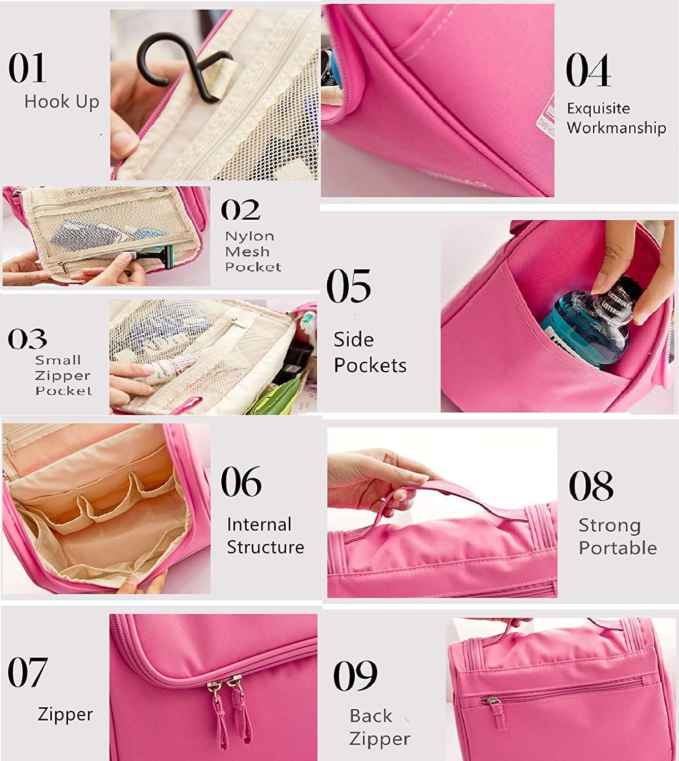 Houme Cosmetic / Toiletry Bag for Women & Men | Pink(B1G4)